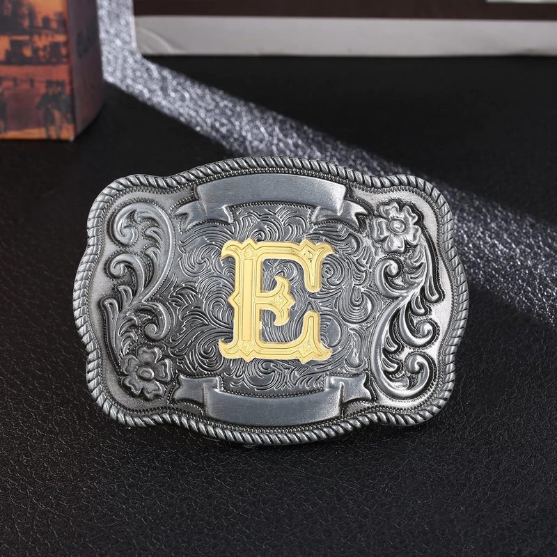 QQA Western Cowboy/Cowgirl Initial Belt Buckle Letter ABC to Z Upgrade Design for Men and Women - Image 2